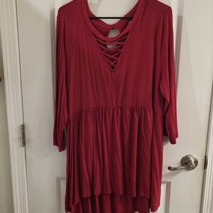 Torrid Vibrant Red Knit Top with Cutout Design
